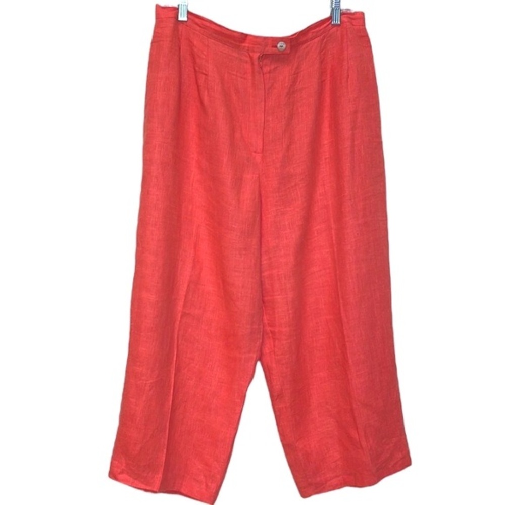 Harve bernard Coral 100% Linen High Rise Wide Leg Pants